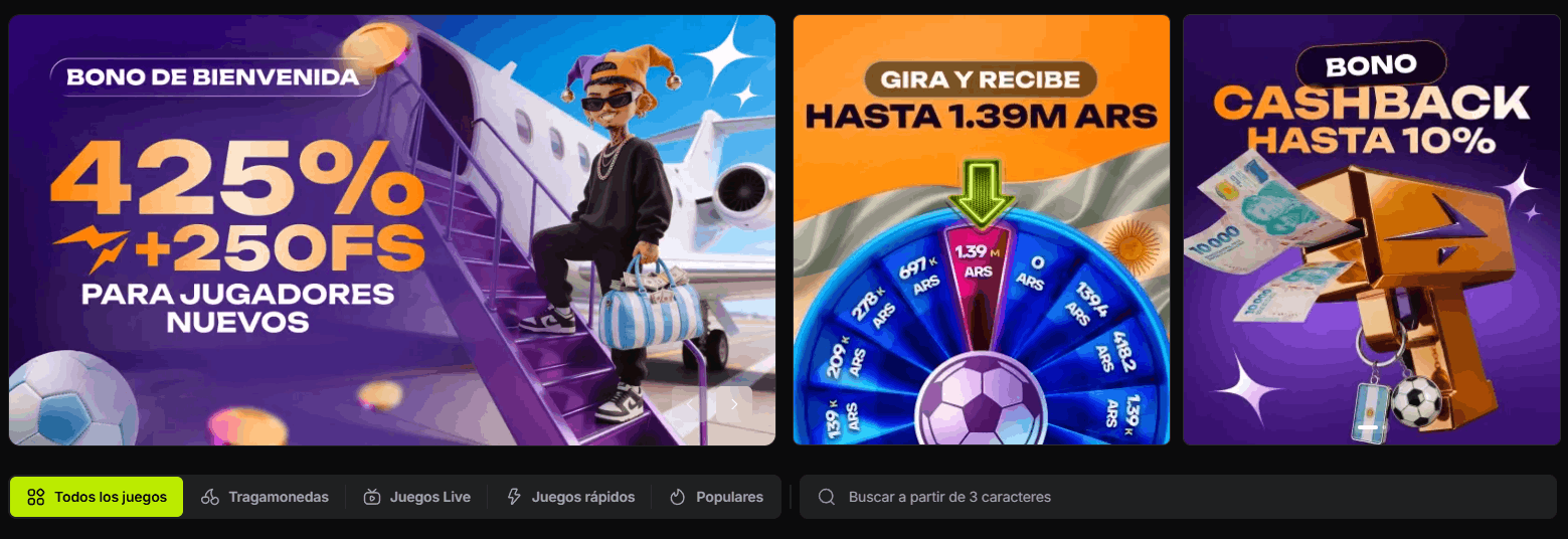 Bonos Aguero Juegos — pantalla de bono de bienvenida 425% + 150 Giros Gratis
